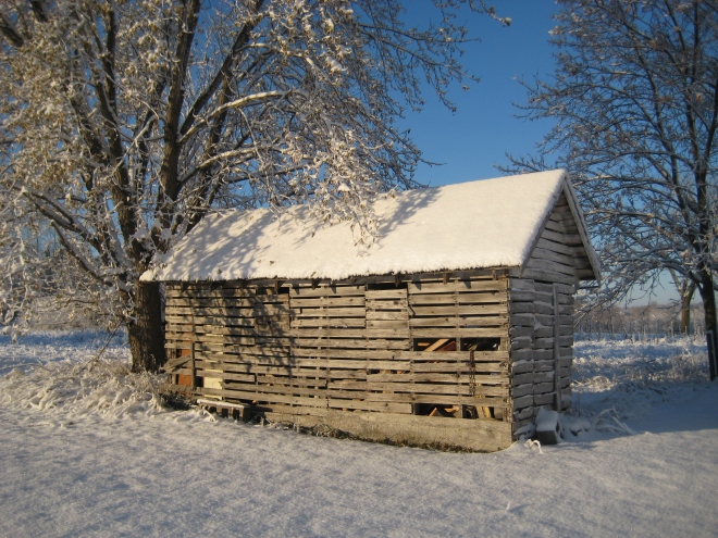 Corn Crib in Snow